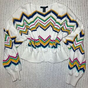 Cropped Striped Cardigan Sweater